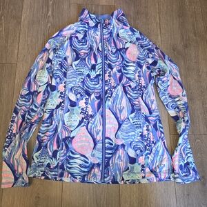 Lilly Pulitzer UPF 50 + Sunset Key LUXLETIC Jacket Twilight Blue Scale Up Medium